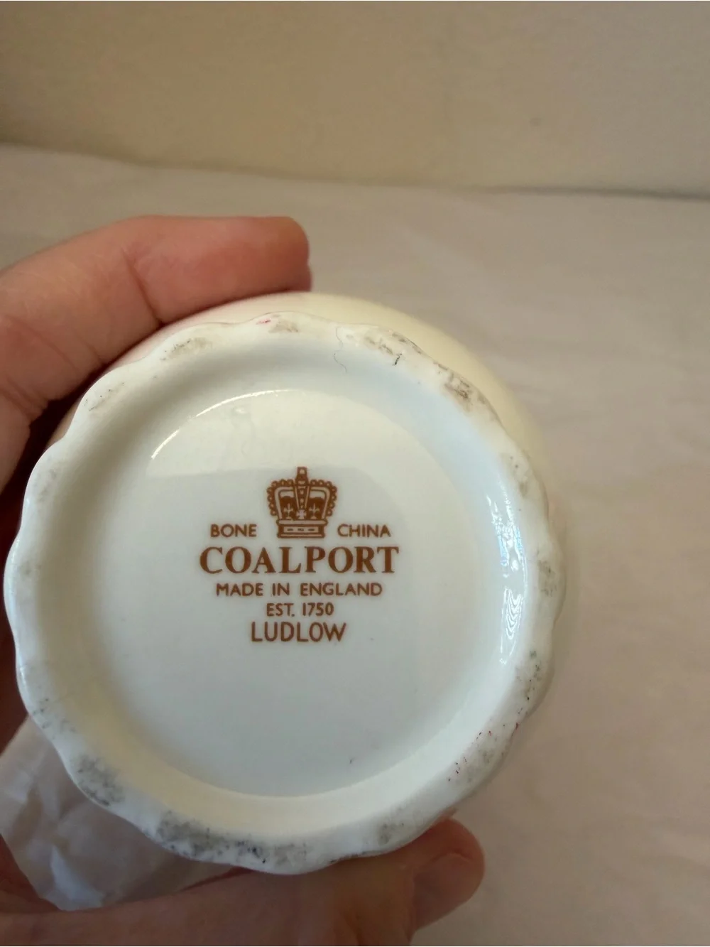 Coalport White Porcelain Bud Vase with Pink Floral Accents 6.4 inch